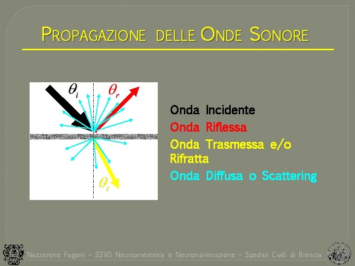 PROPAGAZIONE DELLE ONDE SONORE Onda Incidente Onda Riflessa Onda Trasmessa e/o Rifratta Onda Diffusa