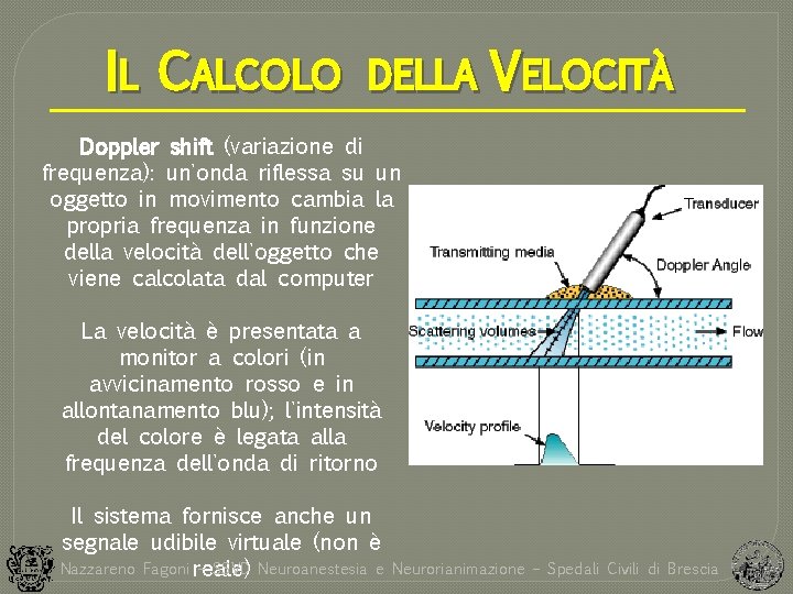 IL CALCOLO DELLA VELOCITÀ Doppler shift (variazione di frequenza): un'onda riflessa su un oggetto