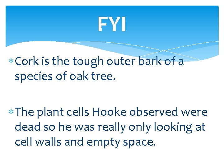 FYI Cork is the tough outer bark of a species of oak tree. The