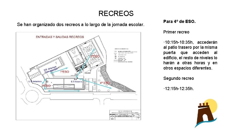 RECREOS Se han organizado dos recreos a lo largo de la jornada escolar. Para