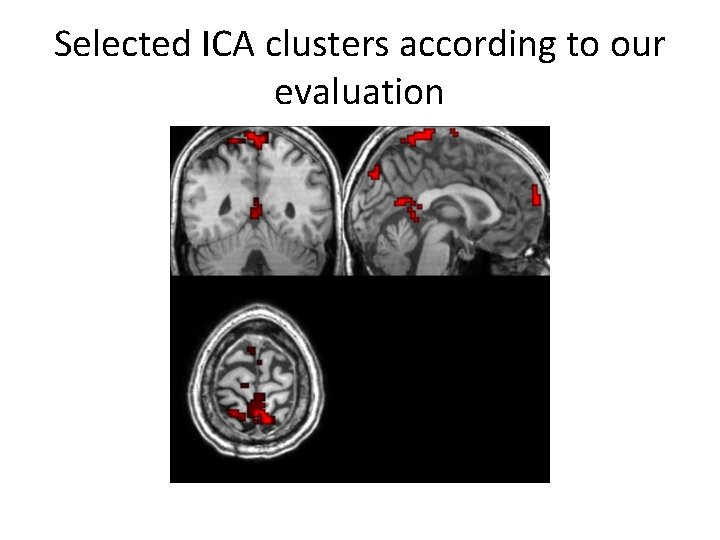 Selected ICA clusters according to our evaluation 