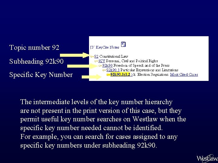 Topic number 92 Subheading 92 k 90 Specific Key Number The intermediate levels of