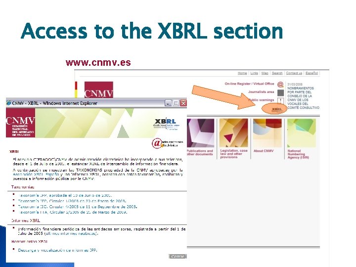 Access to the XBRL section www. cnmv. es 