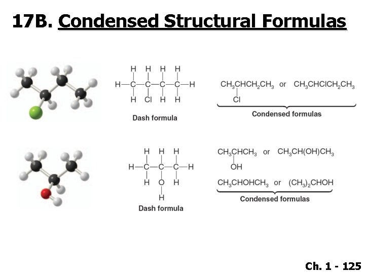 17 B. Condensed Structural Formulas Ch. 1 - 125 