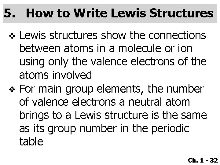 5. How to Write Lewis Structures Lewis structures show the connections between atoms in