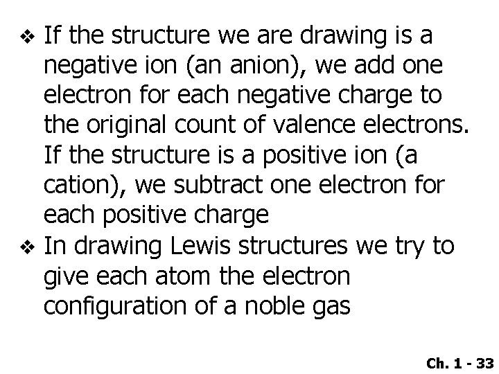 If the structure we are drawing is a negative ion (an anion), we add