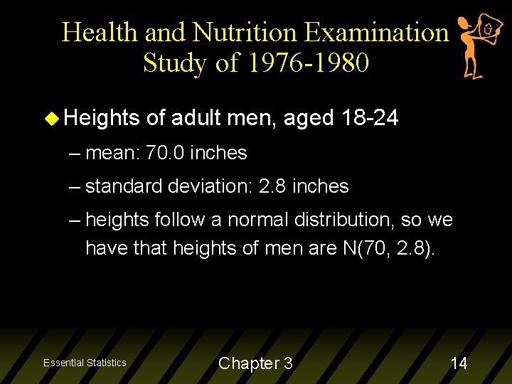 Health and Nutrition Examination Study of 1976 -1980 u Heights of adult men, aged