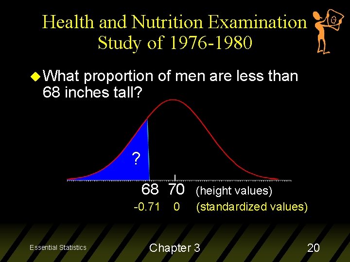 Health and Nutrition Examination Study of 1976 -1980 u What proportion of men are