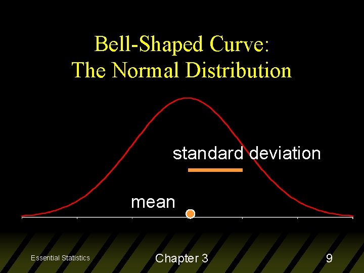 Bell-Shaped Curve: The Normal Distribution standard deviation mean Essential Statistics Chapter 3 9 