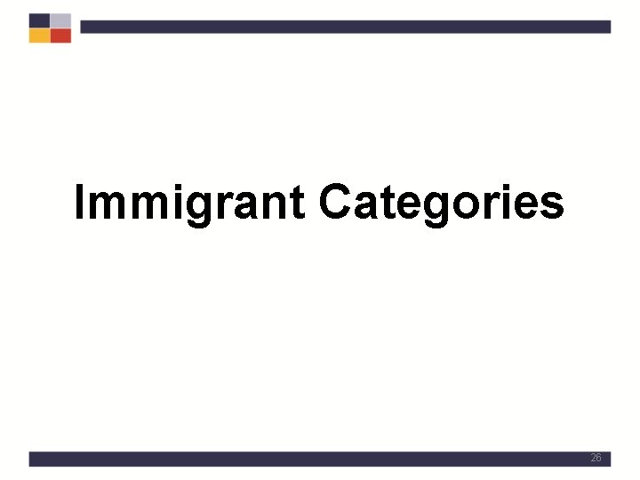 Immigrant Categories 26 