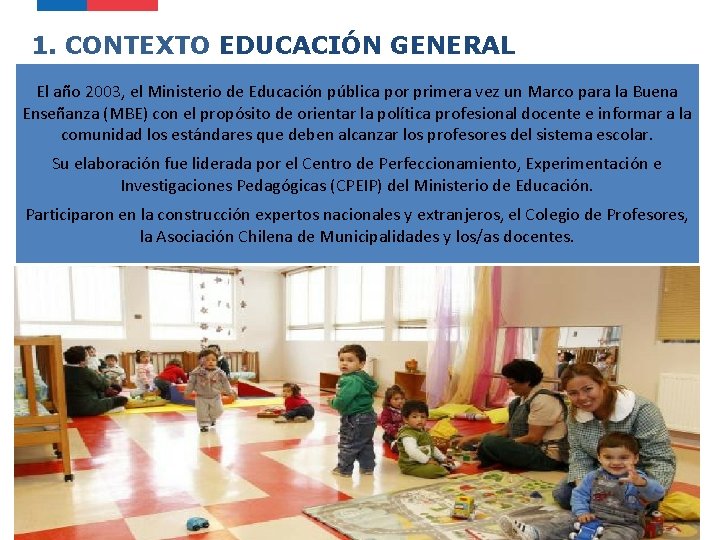 1. CONTEXTO EDUCACIÓN GENERAL El año 2003, el Ministerio de Educación pública por primera 1. CONTEXTO EDUCACIÓN GENERAL El año 2003, el Ministerio de Educación pública por primera