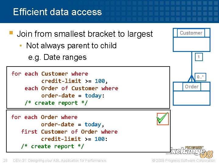 Efficient data access § Join from smallest bracket to largest • Not always parent