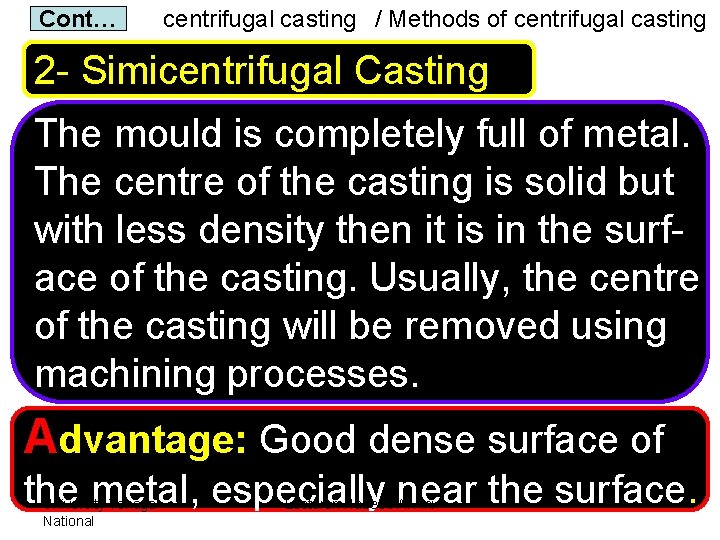 Cont… centrifugal casting / Methods of centrifugal casting 2 - Simicentrifugal Casting The mould