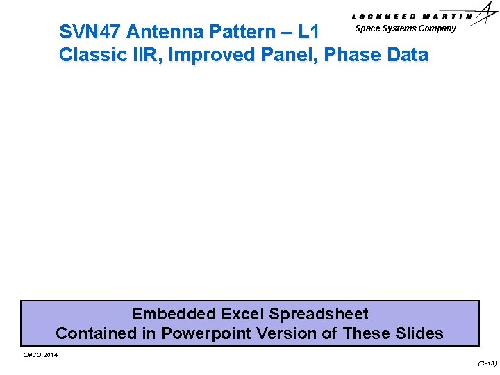 Space Systems Company SVN 47 Antenna Pattern – L 1 Classic IIR, Improved Panel,