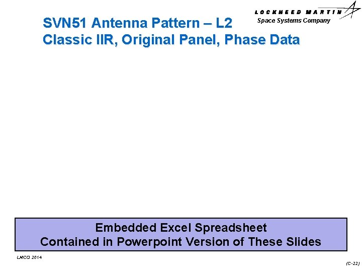 Space Systems Company SVN 51 Antenna Pattern – L 2 Classic IIR, Original Panel,