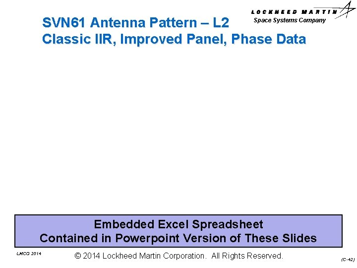 Space Systems Company SVN 61 Antenna Pattern – L 2 Classic IIR, Improved Panel,