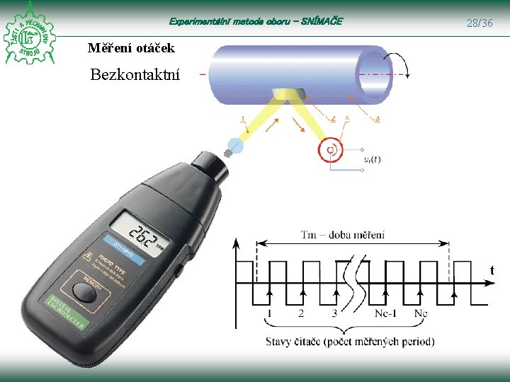 Experimentální metoda oboru – SNÍMAČE Měření otáček Bezkontaktní 28/36 