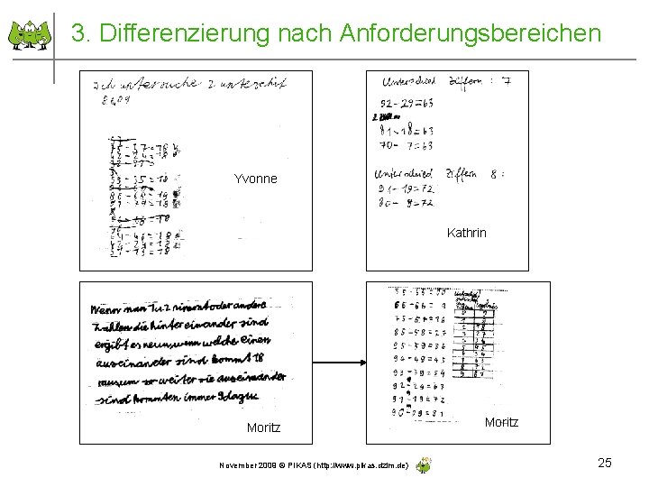 3. Differenzierung nach Anforderungsbereichen Yvonne Kathrin Moritz November 2009 © PIKAS (http: //www. pikas.