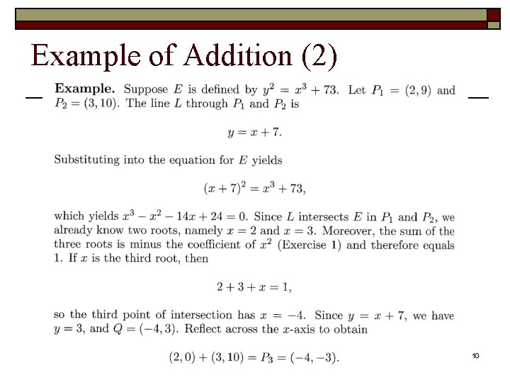 Example of Addition (2) 10 