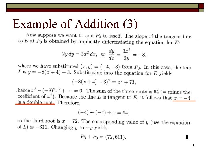 Example of Addition (3) 11 