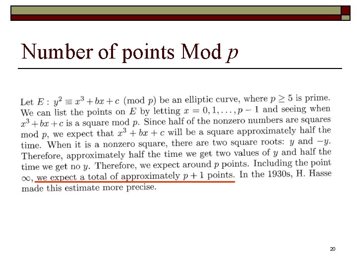 Number of points Mod p 20 