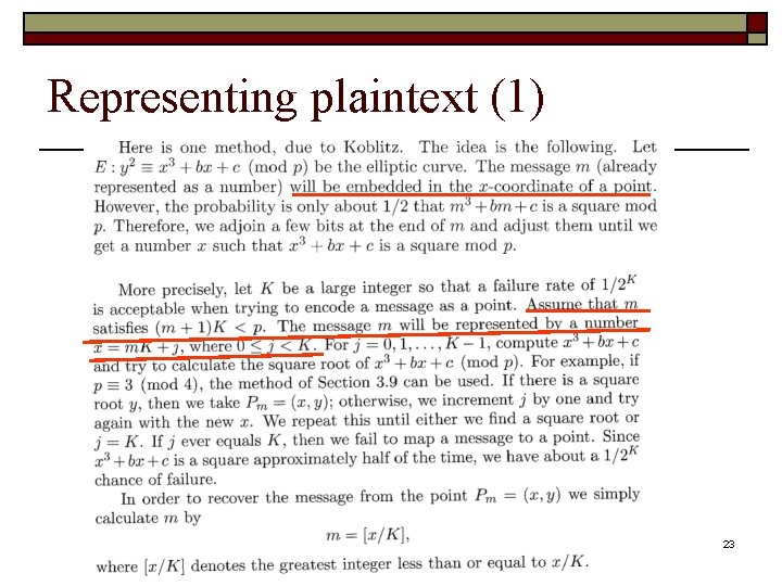 Representing plaintext (1) 23 