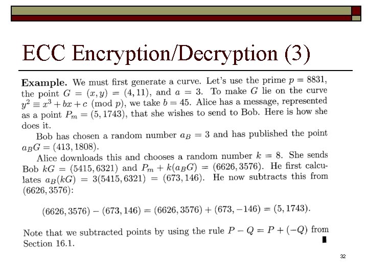 ECC Encryption/Decryption (3) 32 