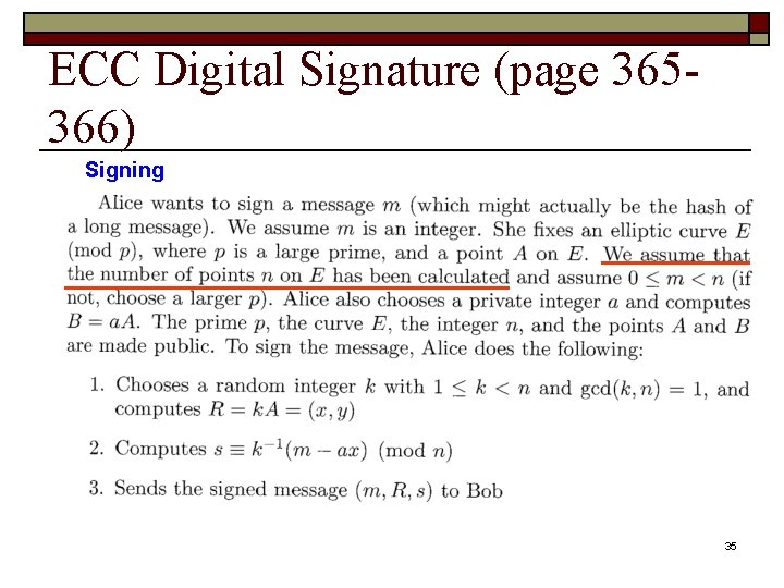ECC Digital Signature (page 365366) Signing 35 