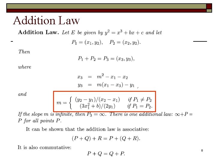 Addition Law 8 