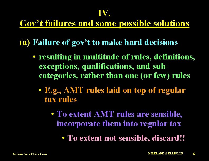 IV. Gov’t failures and some possible solutions (a) Failure of gov’t to make hard