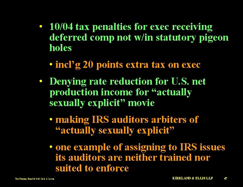  • 10/04 tax penalties for exec receiving deferred comp not w/in statutory pigeon