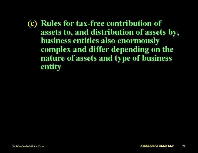 (c) Rules for tax-free contribution of assets to, and distribution of assets by, business