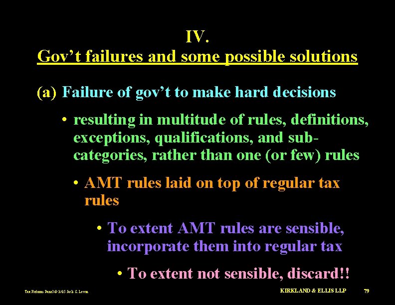 IV. Gov’t failures and some possible solutions (a) Failure of gov’t to make hard