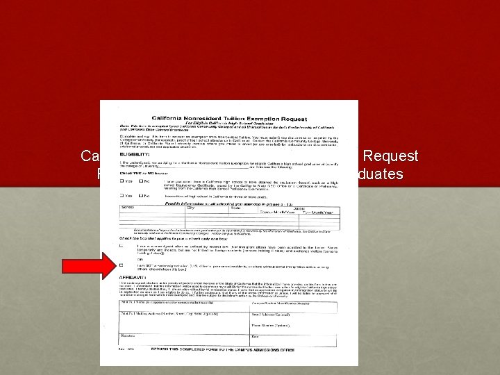 California Nonresident Tuition Exemption Request For Eligible California High School Graduates 