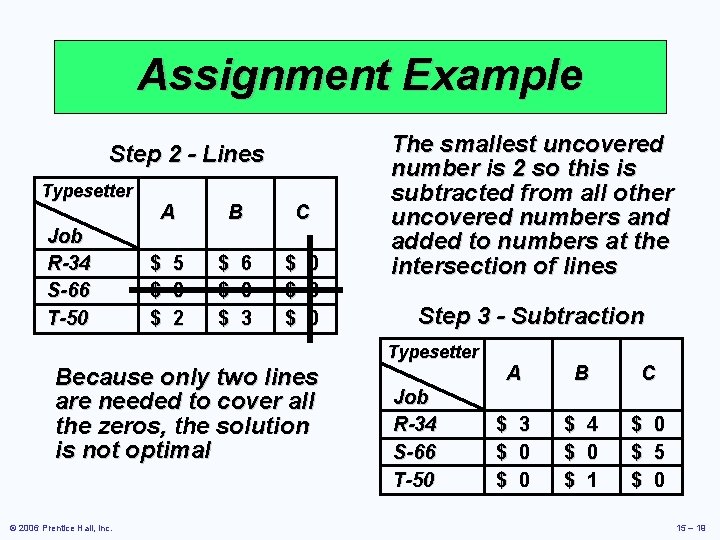 Assignment Example Step 2 - Lines Typesetter Job R-34 S-66 T-50 A B C