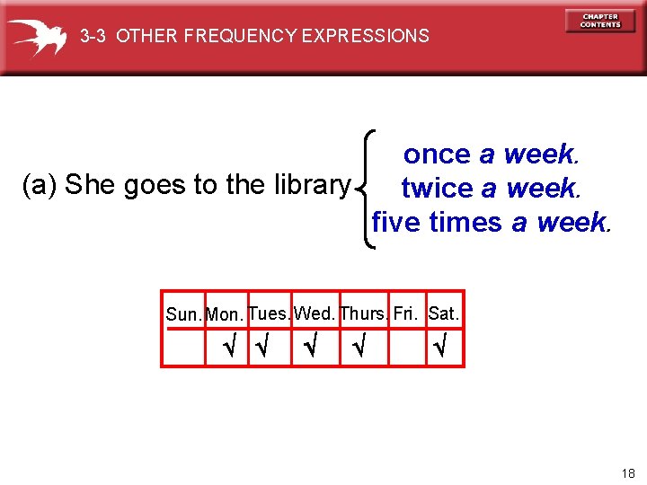 3 -3 OTHER FREQUENCY EXPRESSIONS once a week. (a) She goes to the library