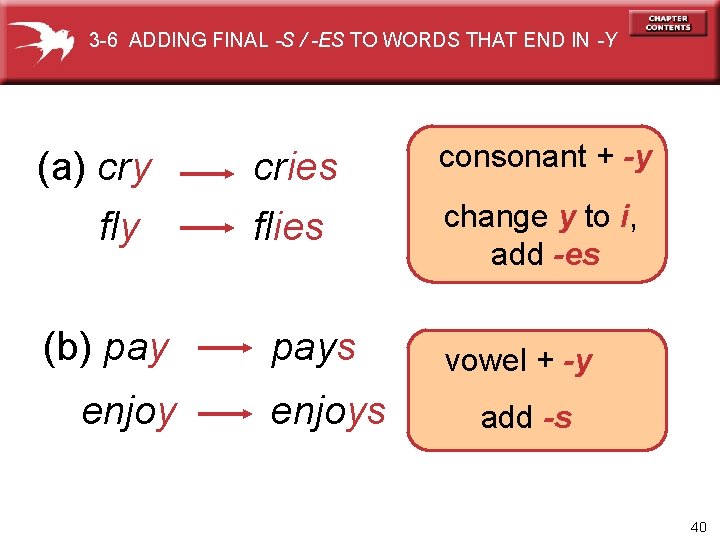 3 -6 ADDING FINAL -S / -ES TO WORDS THAT END IN -Y (a)