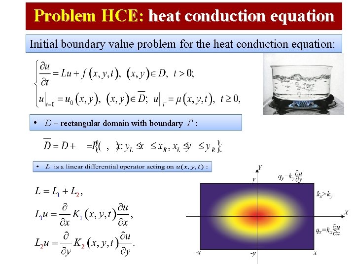 Problem HCE: heat conduction equation Initial boundary value problem for the heat conduction equation: