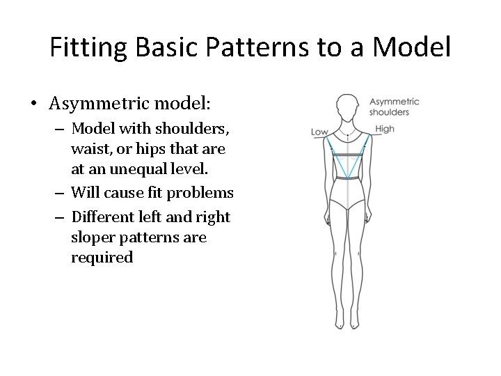 Fitting Basic Patterns to a Model • Asymmetric model: – Model with shoulders, waist,