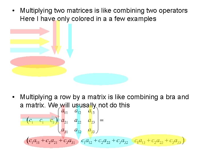  • Multiplying two matrices is like combining two operators Here I have only