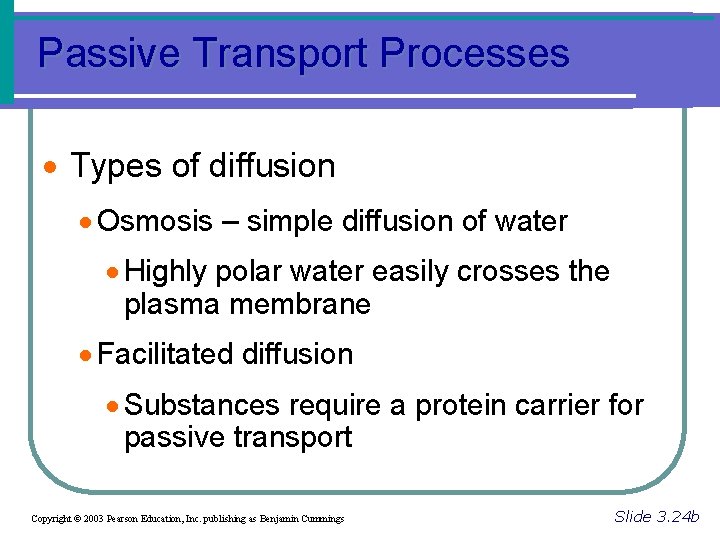 Passive Transport Processes · Types of diffusion · Osmosis – simple diffusion of water