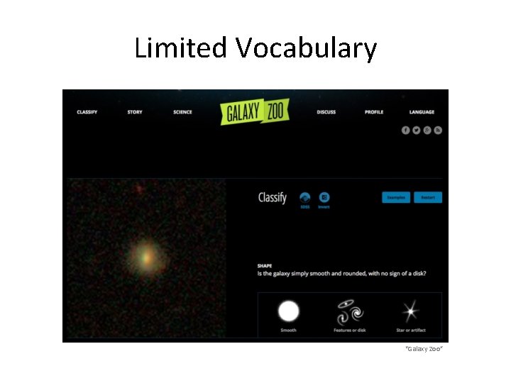 Limited Vocabulary “Galaxy Zoo” 