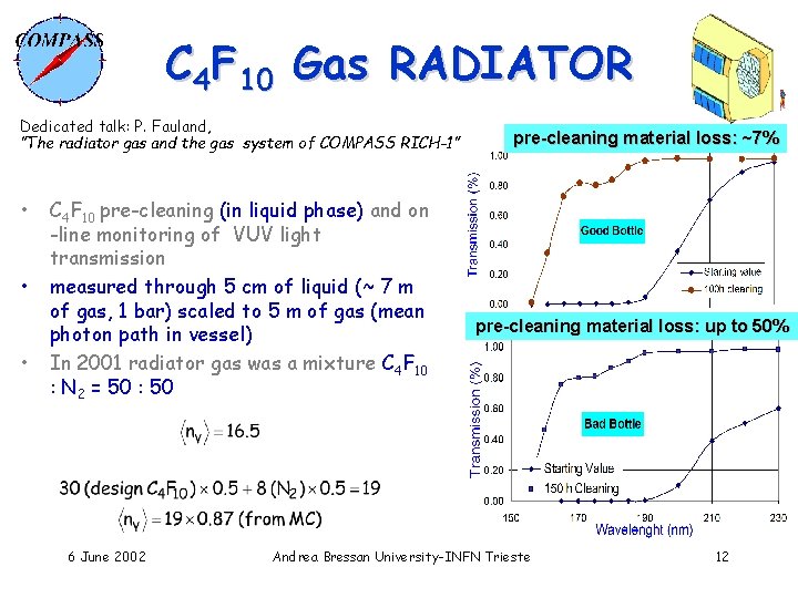 C 4 F 10 Gas RADIATOR Dedicated talk: P. Fauland, ”The radiator gas and