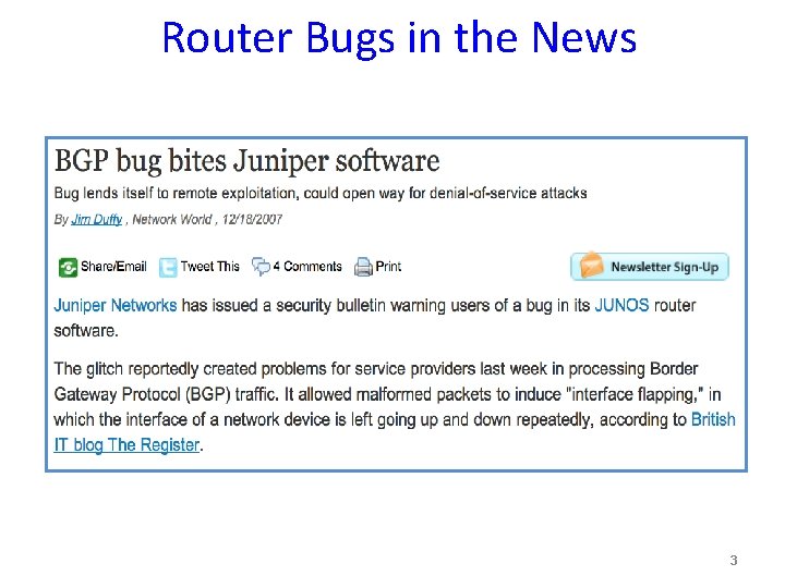 Router Bugs in the News 3 