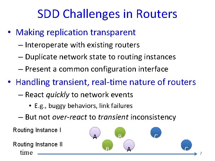 SDD Challenges in Routers • Making replication transparent – Interoperate with existing routers –