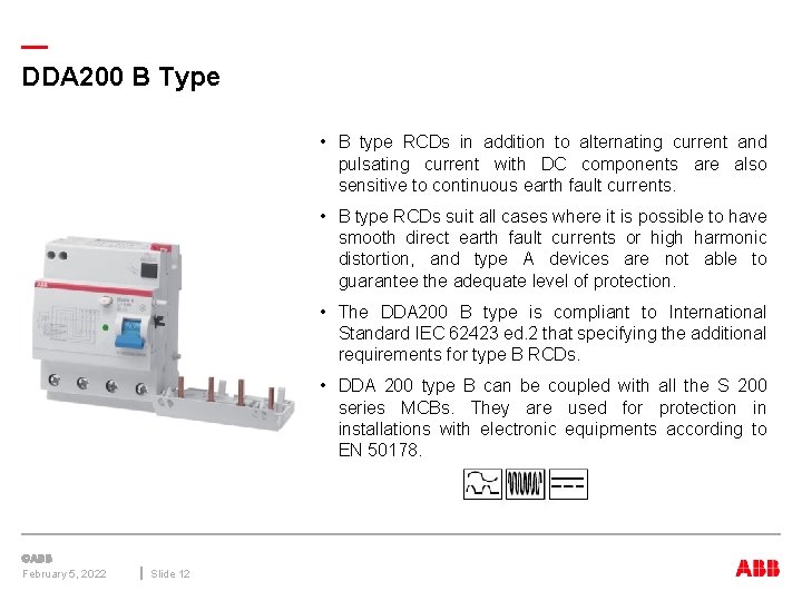 — DDA 200 B Type • B type RCDs in addition to alternating current