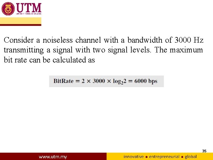 Consider a noiseless channel with a bandwidth of 3000 Hz transmitting a signal with