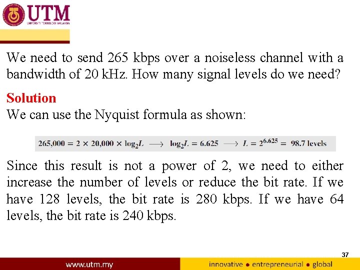 We need to send 265 kbps over a noiseless channel with a bandwidth of