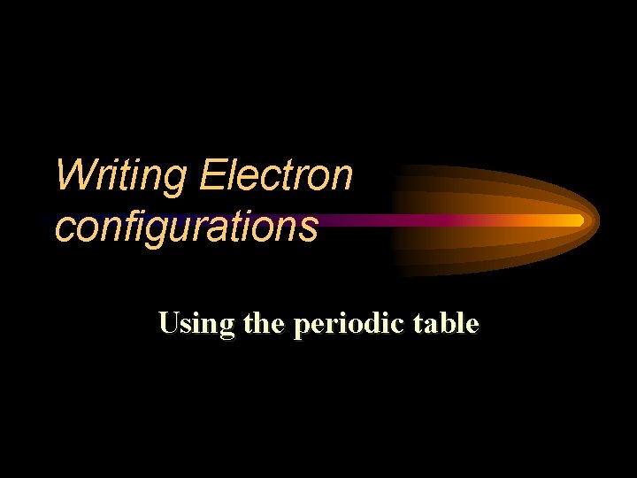 Writing Electron configurations Using the periodic table 