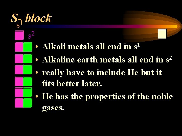 S-s 1 block s 2 • Alkali metals all end in s 1 •